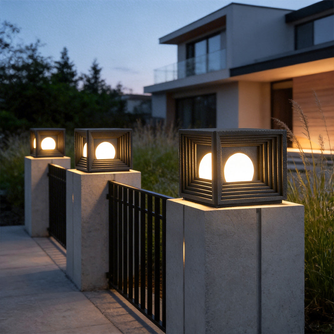 Modern Outdoor Pillar Lights Waterproof Square Creative LED Light