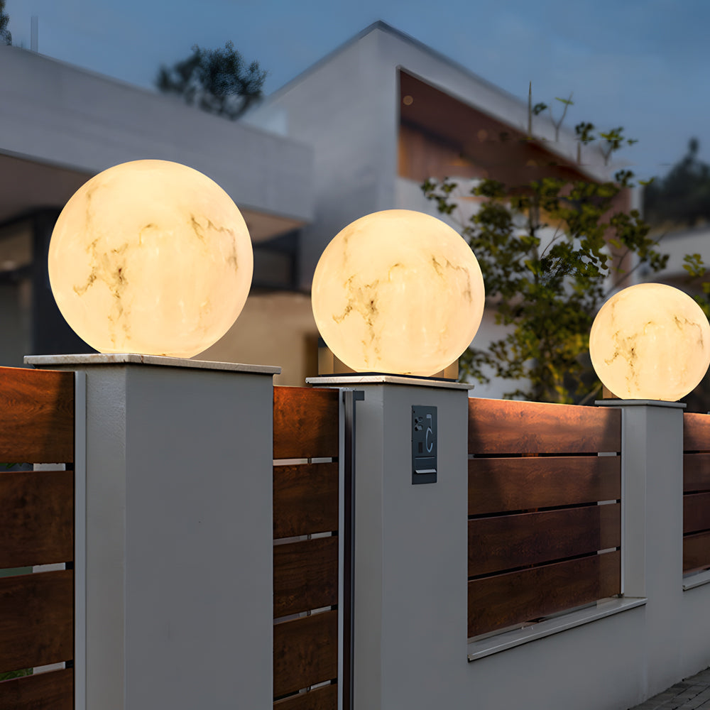 Outdoor Pillar Lights Faux Waterproof Moon Globe Light
