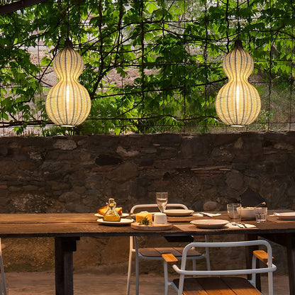 Modern Rattan Pendant Light Country Woven Gourd Hanging Ceiling Light