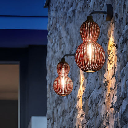 Modern Rattan Pendant Light Country Woven Gourd Hanging Ceiling Light