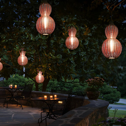 Modern Rattan Pendant Light Country Woven Gourd Hanging Ceiling Light