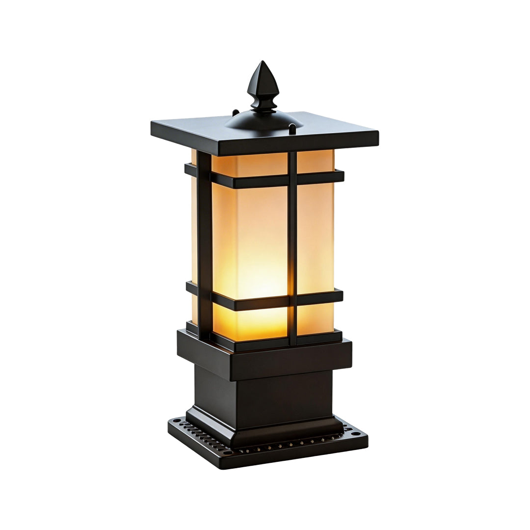 Garden Bollard Lighting Vintage Pavilion Style Black Outdoor Light