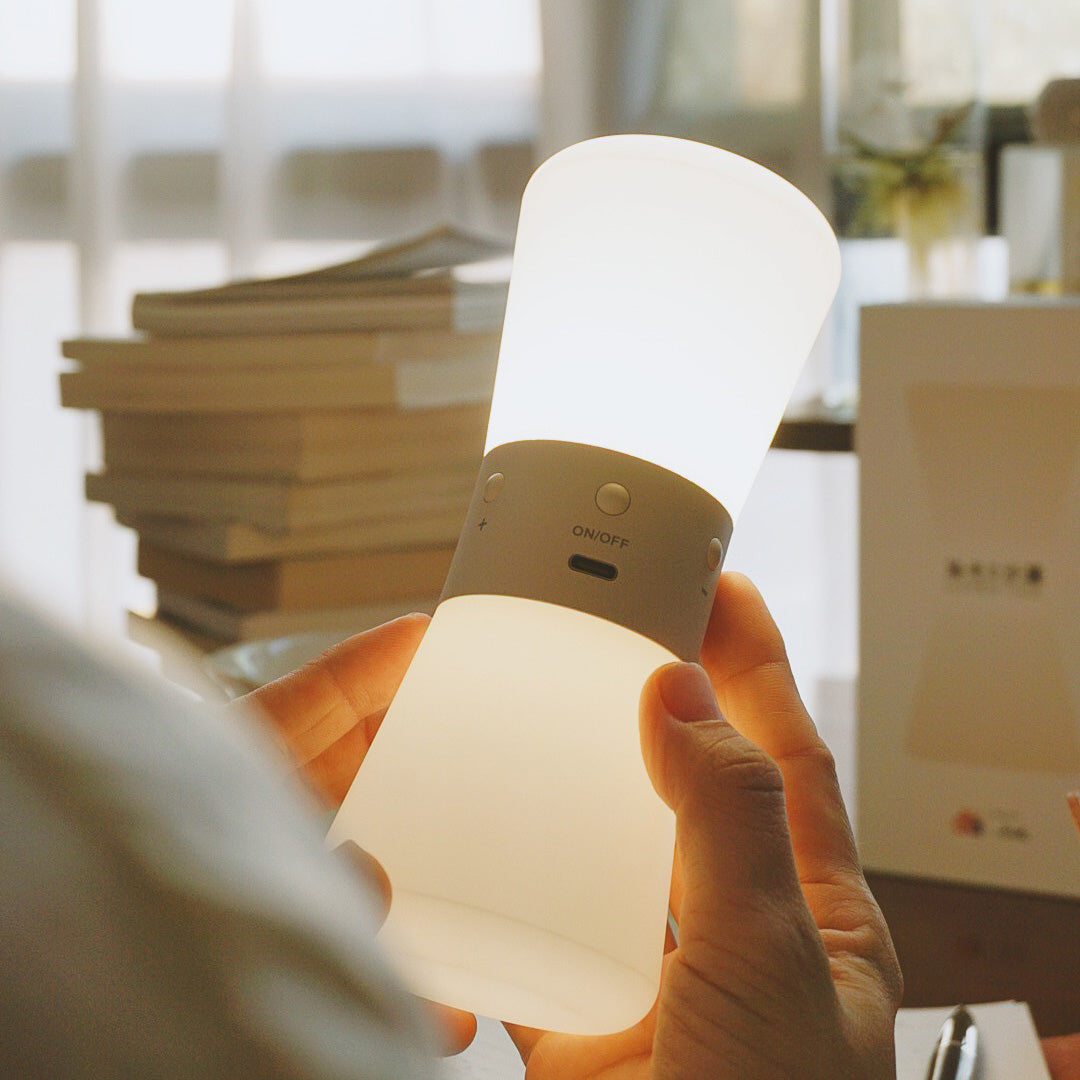 White Mini Table Lamp with Countdown Timer and Gravity Sensor — Ambient Hourglass Lamp