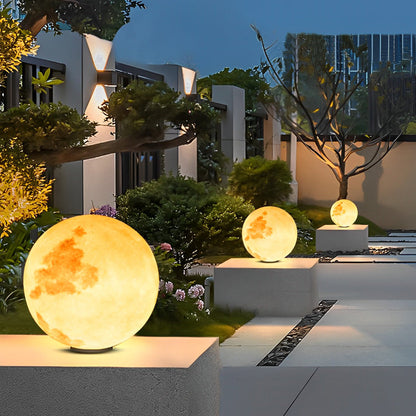 Moon-Shaped Stone Pillar Light – Solar & Hardwired Outdoor LED Decorative Post Cap Light