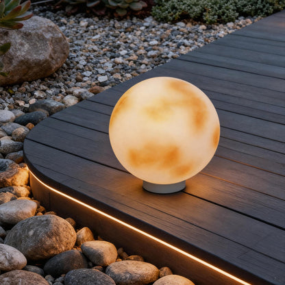 Moon-Shaped Stone Pillar Light – Solar & Hardwired Outdoor LED Decorative Post Cap Light
