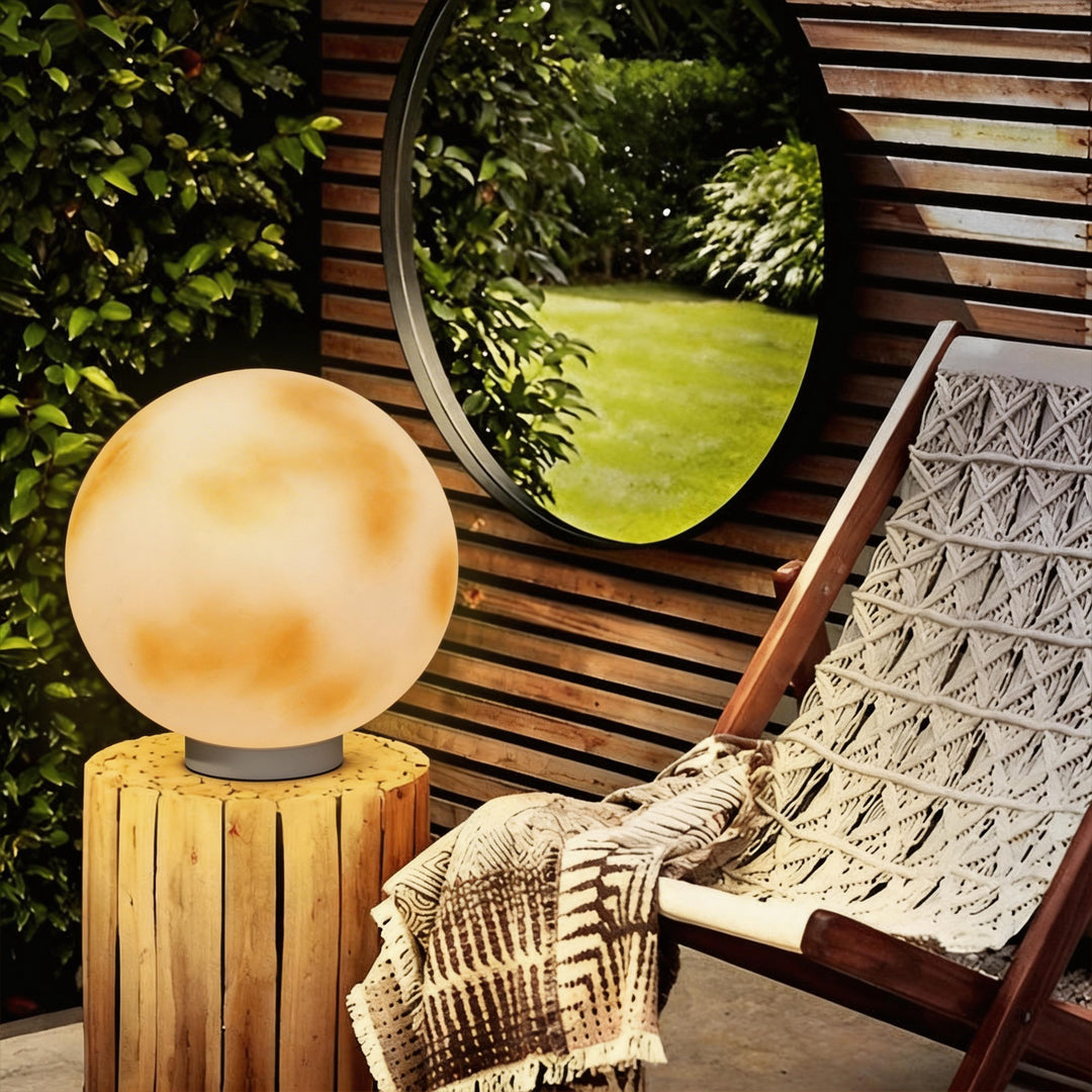 Moon-Shaped Stone Pillar Light – Solar & Hardwired Outdoor LED Decorative Post Cap Light
