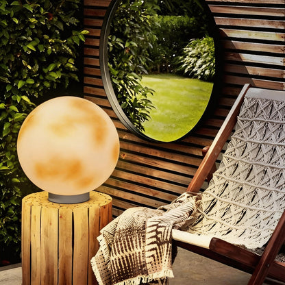 Moon-Shaped Stone Pillar Light – Solar & Hardwired Outdoor LED Decorative Post Cap Light