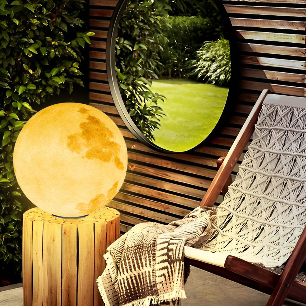 Moon-Shaped Stone Pillar Light – Solar & Hardwired Outdoor LED Decorative Post Cap Light