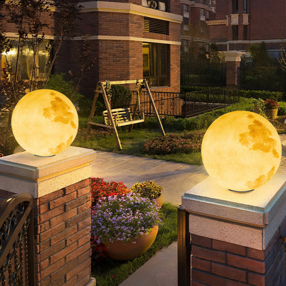 Moon-Shaped Stone Pillar Light – Solar & Hardwired Outdoor LED Decorative Post Cap Light