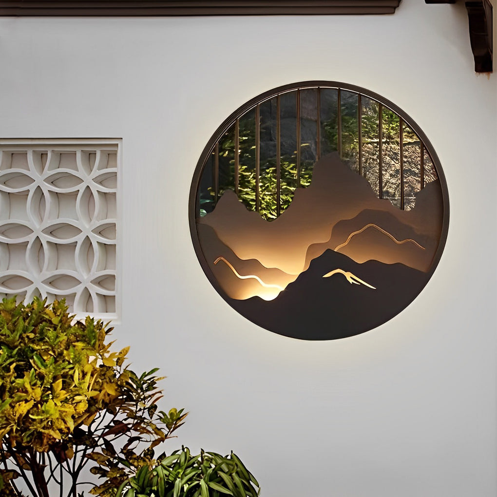 Mountain LED Wall Light Round Landscape Waterproof Light