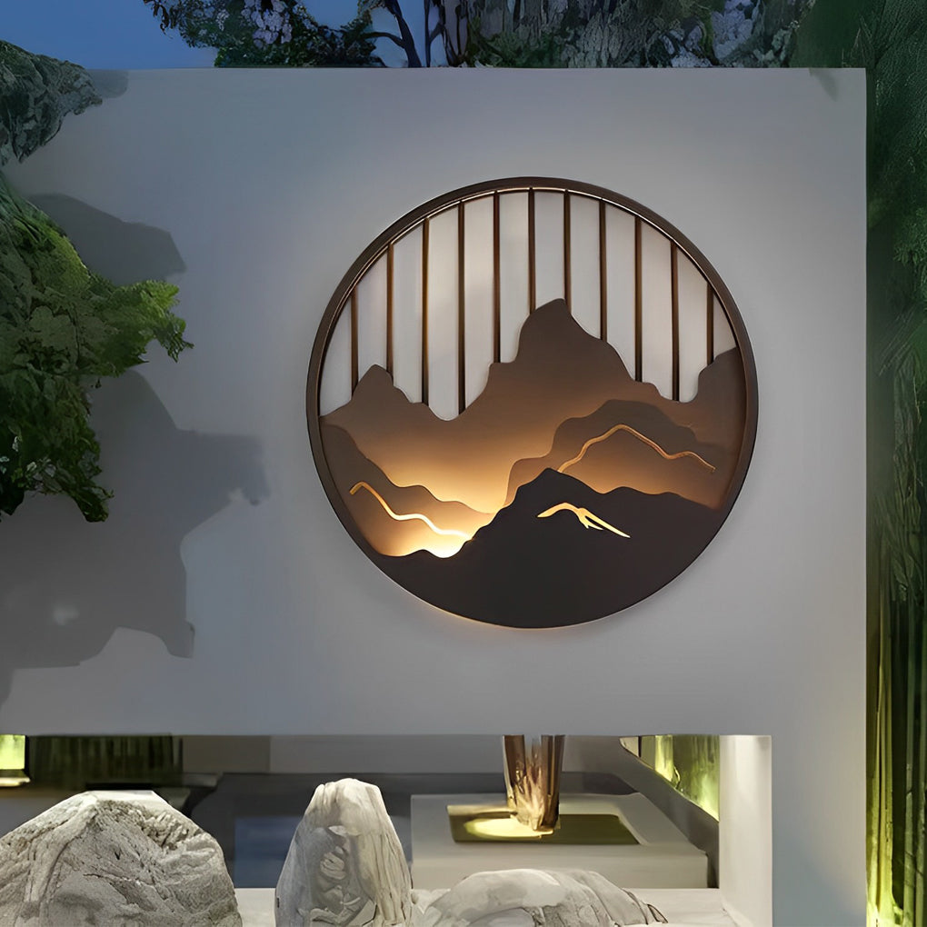 Mountain LED Wall Light Round Landscape Waterproof Light