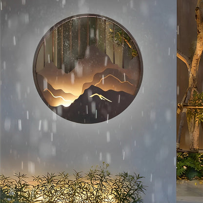 Mountain LED Wall Light Round Landscape Waterproof Light