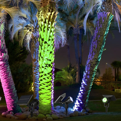 Ground Spike Solar Lights Adjustable LED RGB Waterproof Tree Spotlight