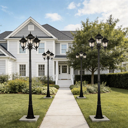 Three-Head Street Lamp Post Lights Waterproof Aluminum European-Style