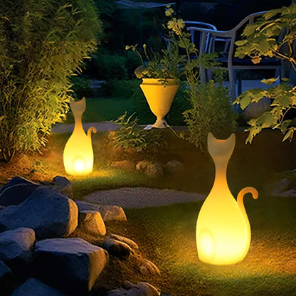 Solar Powered Animal Garden Lights PE Material Cat Animal Lighting