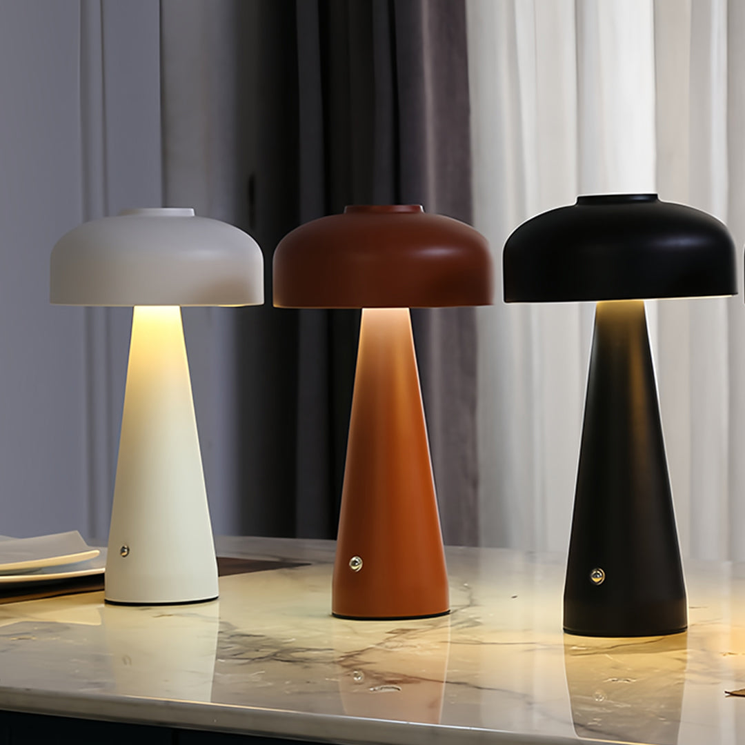 Mushroom Table Lamp Dimmable – Touch-Control Rechargeable Portable LED Bedside Light in White & Black