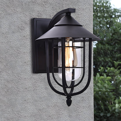 Nautical Wall Sconce Wrought Iron Glass Outdoor Light