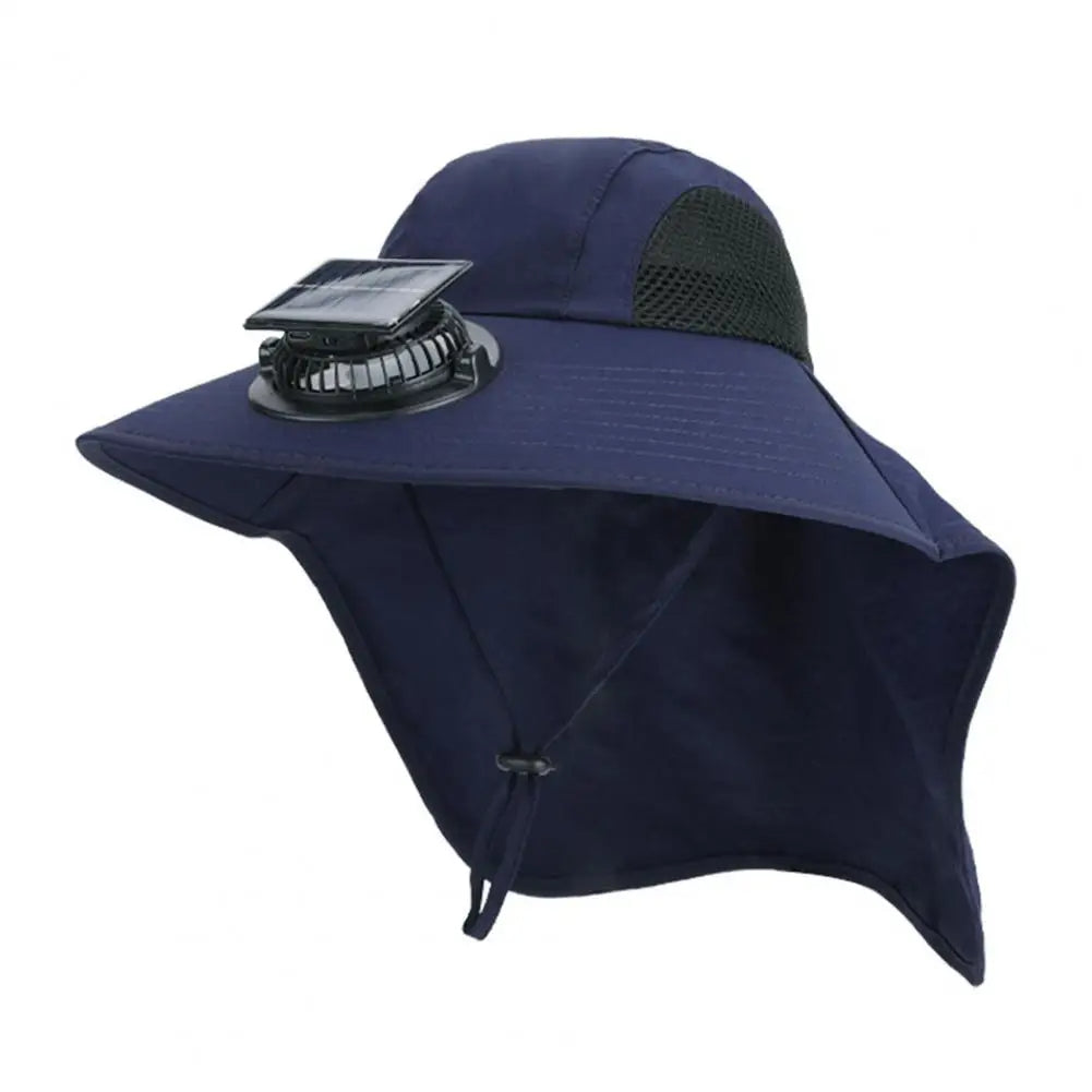 Solar Fan Hat Wide Brim with Dual Built-In Fans - UV Protection Cooling Sun Hat for Outdoor Sports