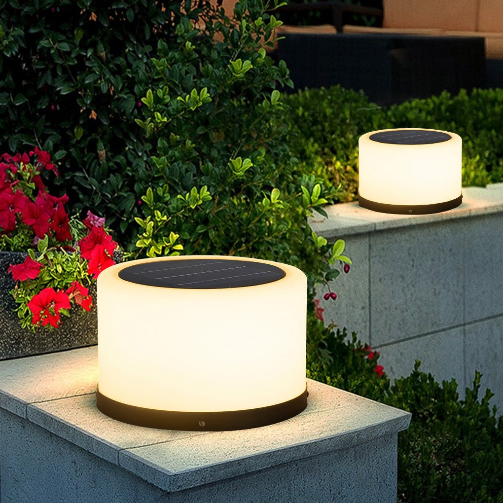Round Pillar Lights Minimalist Solar-Powered Garden Light