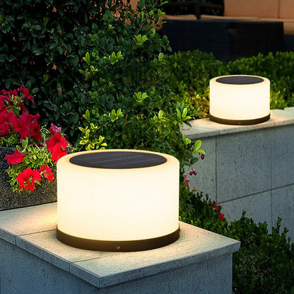 Round Pillar Lights Minimalist Solar-Powered Garden Light