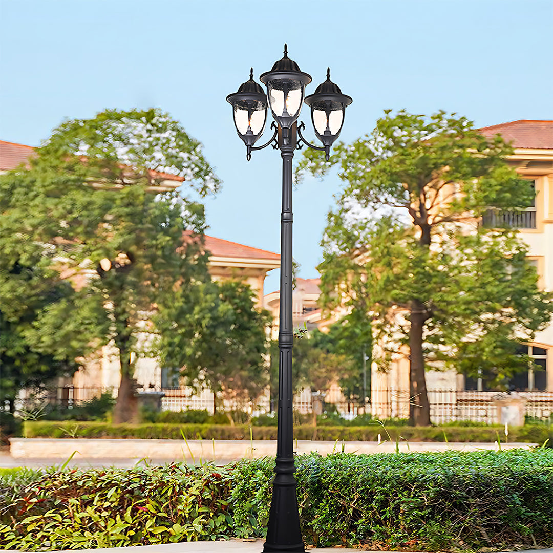 Three-Head Street Lamp Post Lights Waterproof Aluminum European-Style