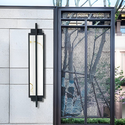 Outdoor Alabaster Wall Sconces Modern Black Linear Light