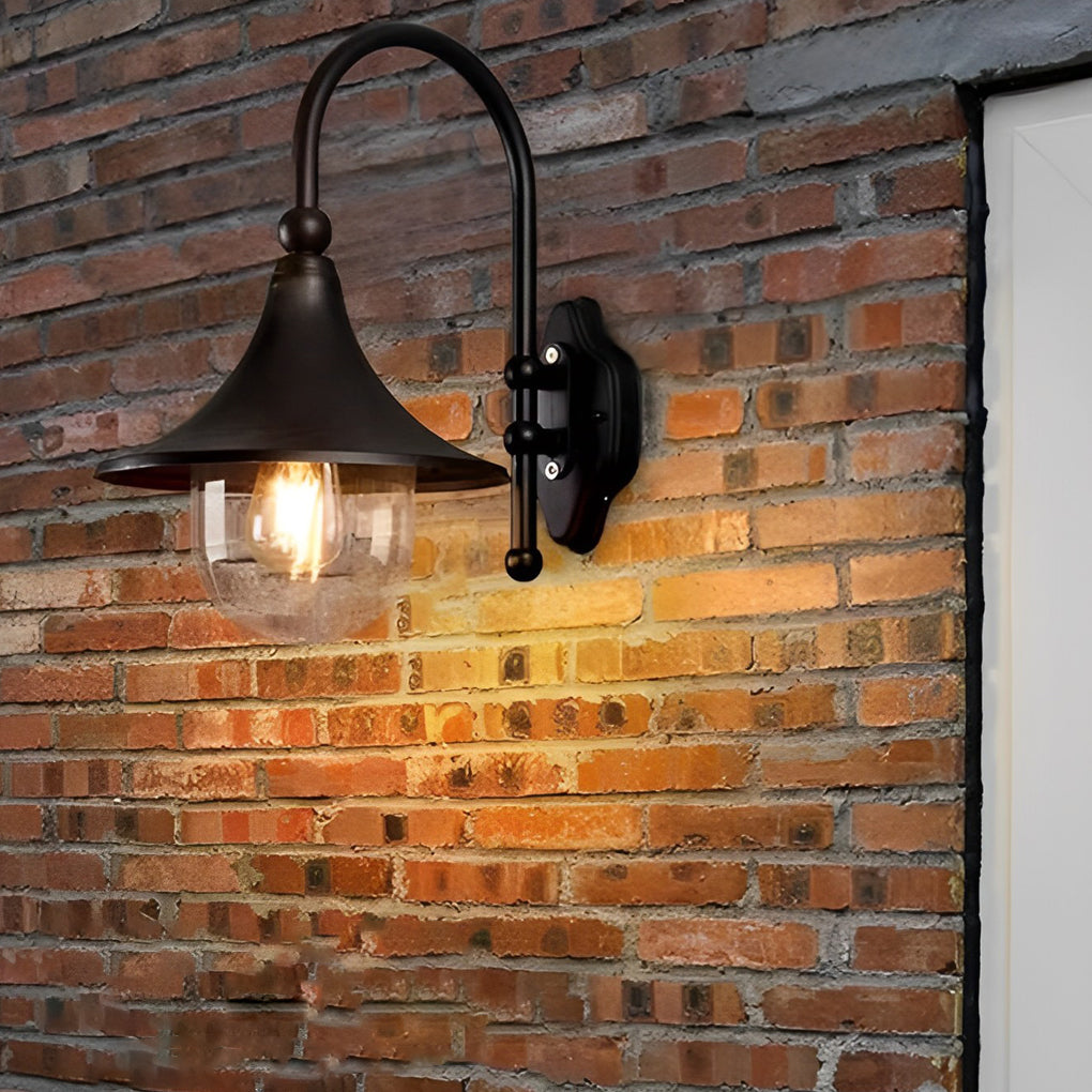 Outdoor Black Wall Lights Retro Creative Trumpet-Shaped Light