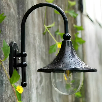 Outdoor Black Wall Lights Retro Creative Trumpet-Shaped Light