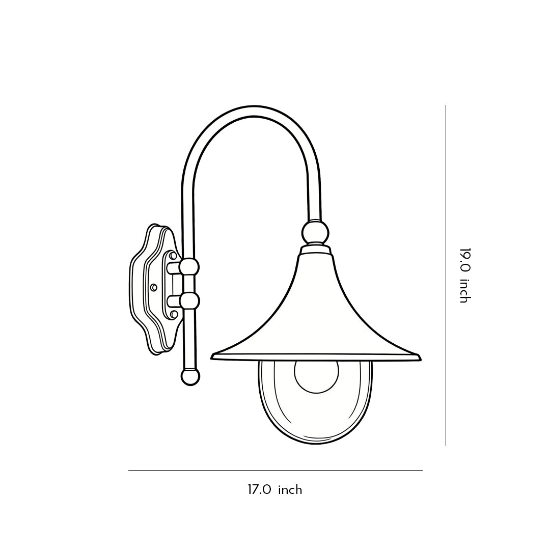 Outdoor Black Wall Lights Retro Creative Trumpet-Shaped Light