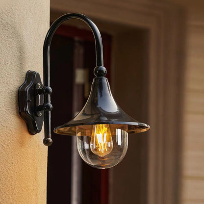 Outdoor Black Wall Lights Retro Creative Trumpet-Shaped Light