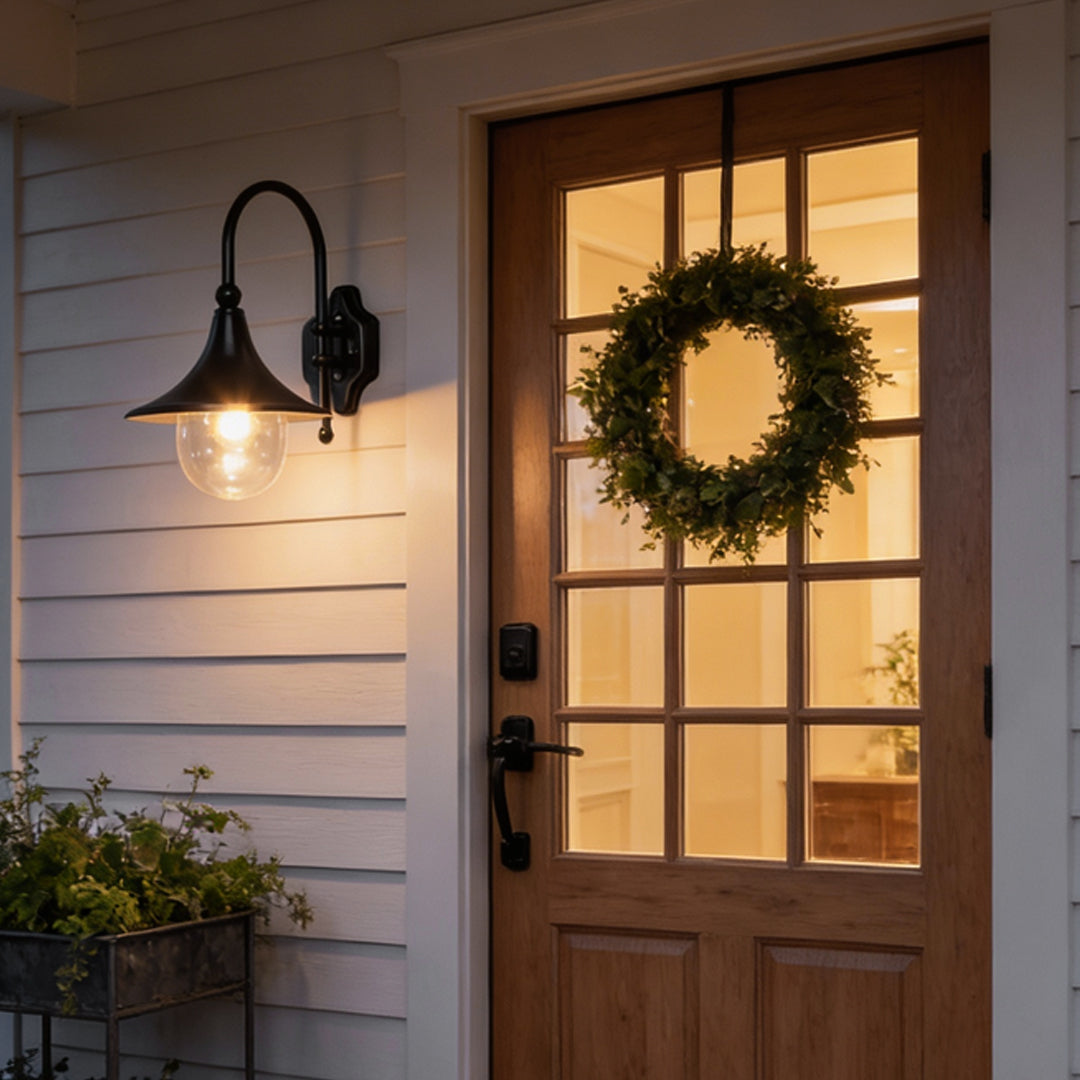 Outdoor Black Wall Lights Retro Creative Trumpet-Shaped Light