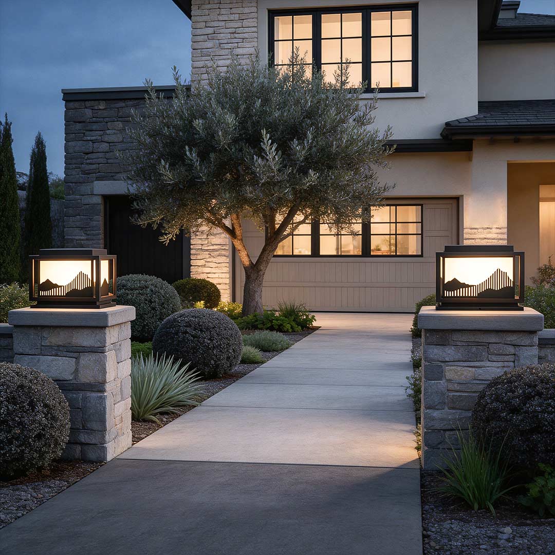 Outdoor Brick Pillar Lights Square Waterproof Landscape Solar Lamp