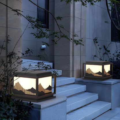 Outdoor Brick Pillar Lights Square Waterproof Landscape Solar Lamp