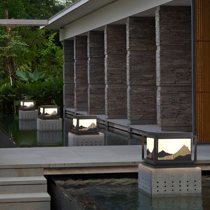 Outdoor Brick Pillar Lights Square Waterproof Landscape Solar Lamp