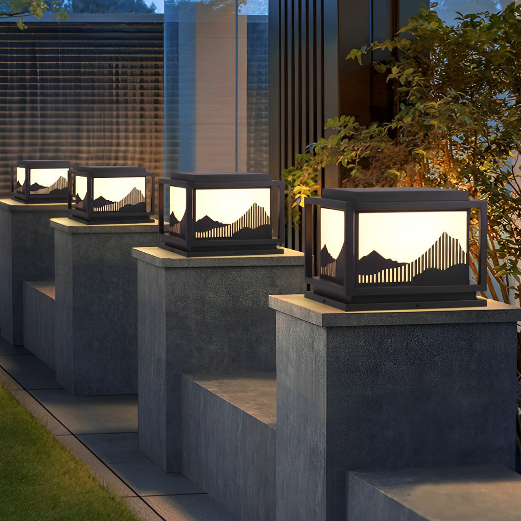 Outdoor Brick Pillar Lights Square Waterproof Landscape Solar Lamp
