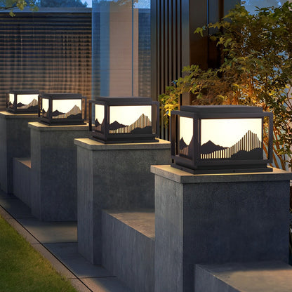 Outdoor Brick Pillar Lights Square Waterproof Landscape Solar Lamp