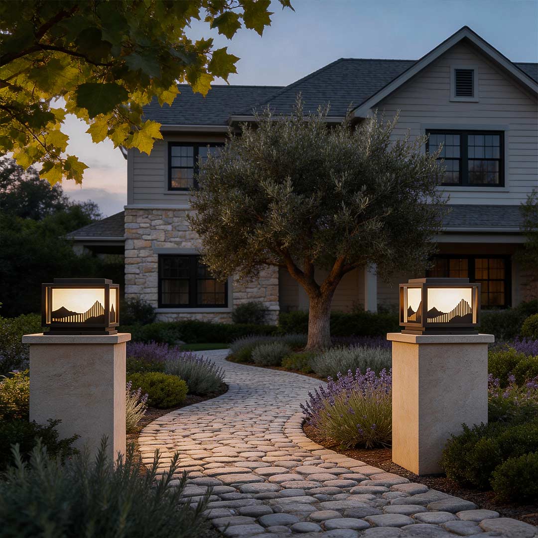 Outdoor Brick Pillar Lights Square Waterproof Landscape Solar Lamp