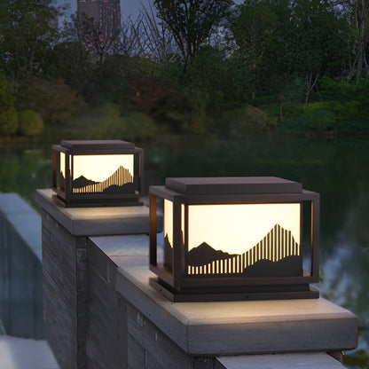 Outdoor Brick Pillar Lights Square Waterproof Landscape Solar Lamp