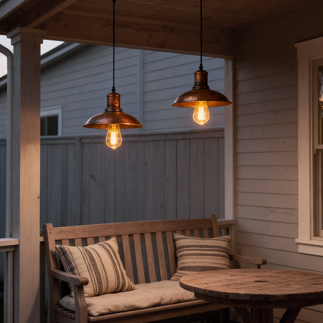Bronze Pendant Lighting Industrial LED Outdoor Ceiling Light