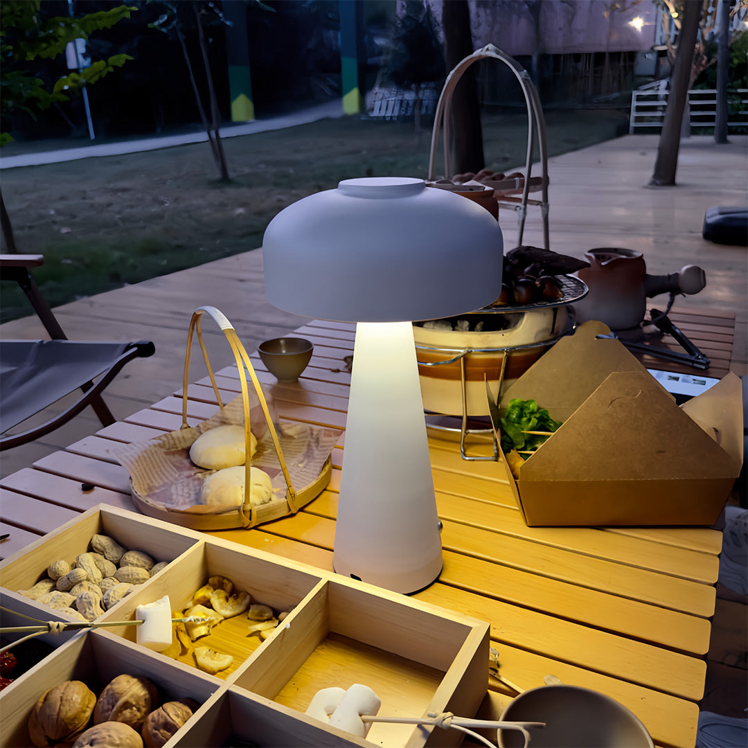 Mushroom Table Lamp Dimmable – Touch-Control Rechargeable Portable LED Bedside Light in White & Black