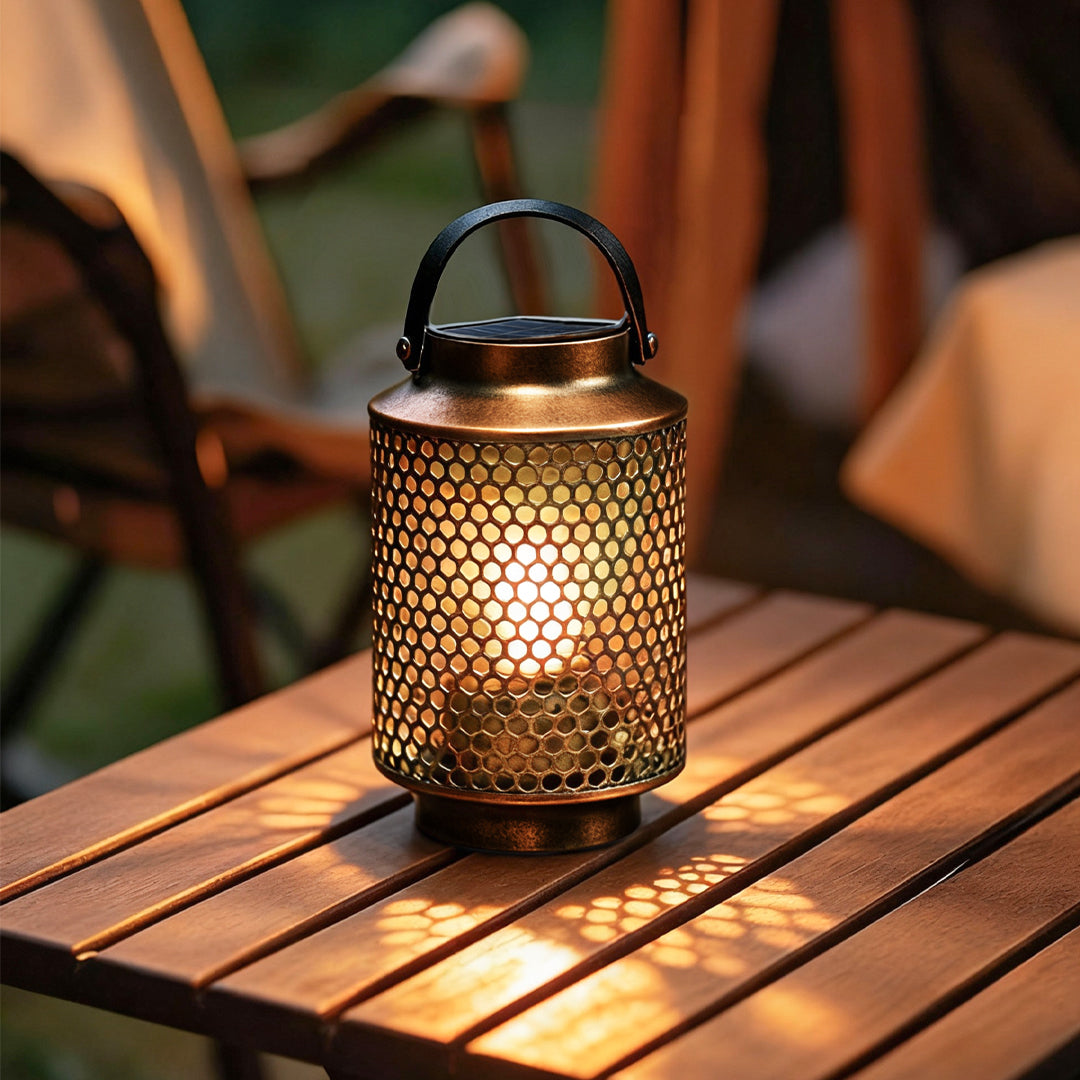 Portable Solar Lantern Retro Iron Art Ambience Light