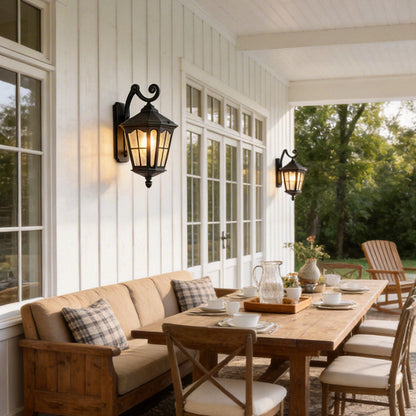 Outdoor Front Porch Lights Vintage LED Aluminum Solar Lantern