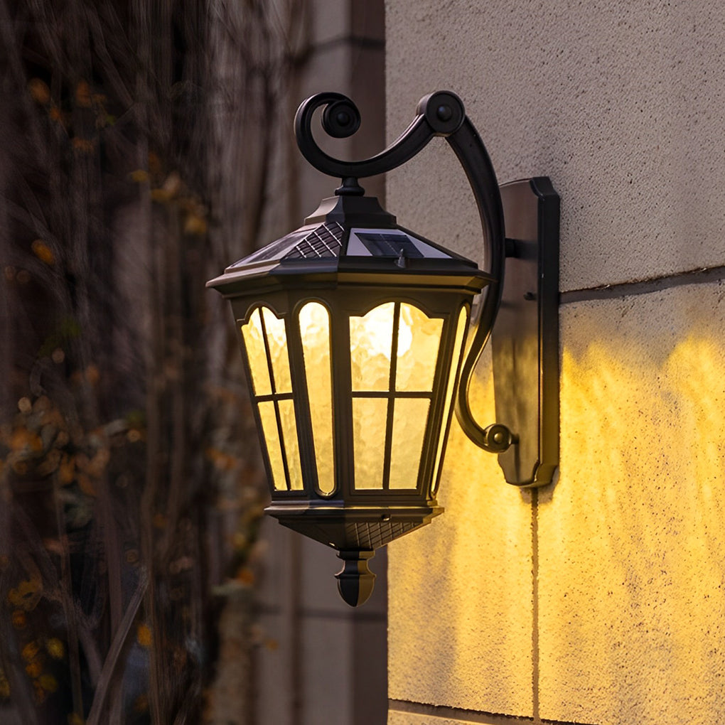 Outdoor Front Porch Lights Vintage LED Aluminum Solar Lantern