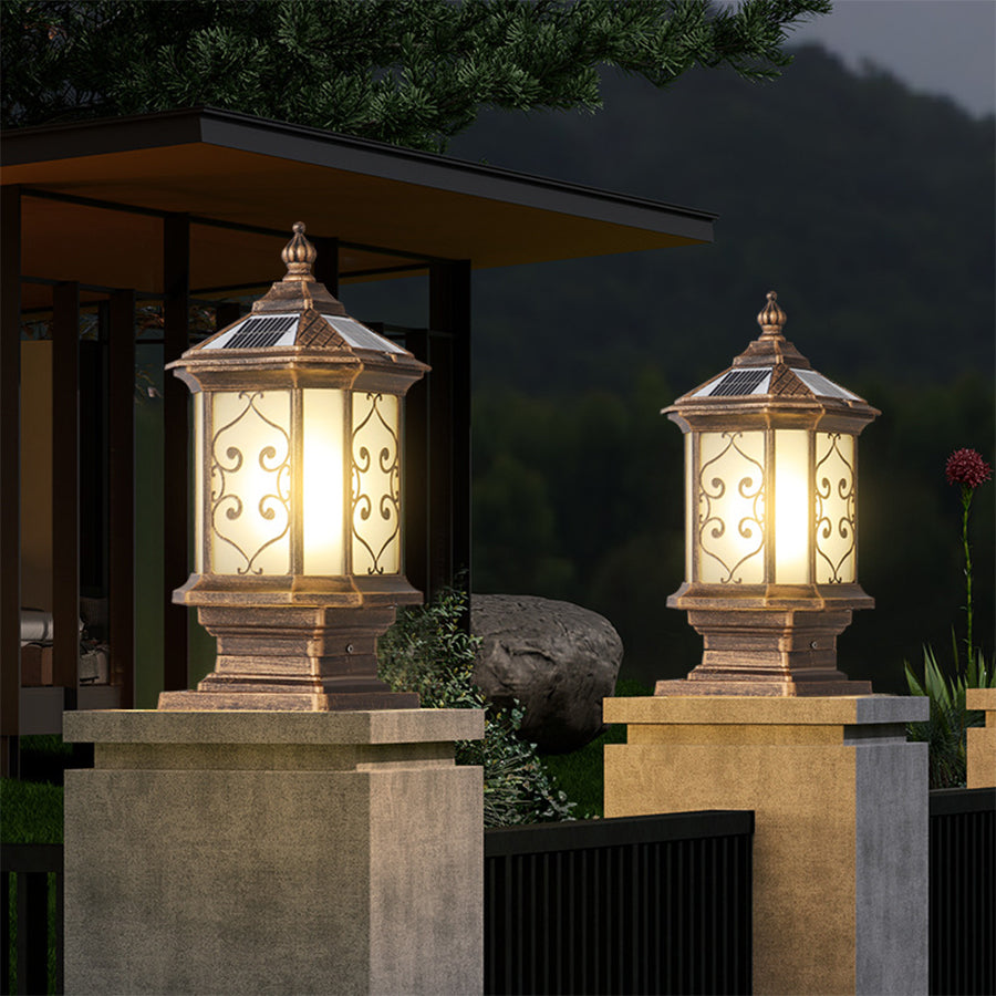 Outdoor Gate Pillar Lights European-Style Waterproof Pier Mount Lamp