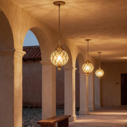 Outdoor Globe Pendant Light Aluminum Ceiling Light