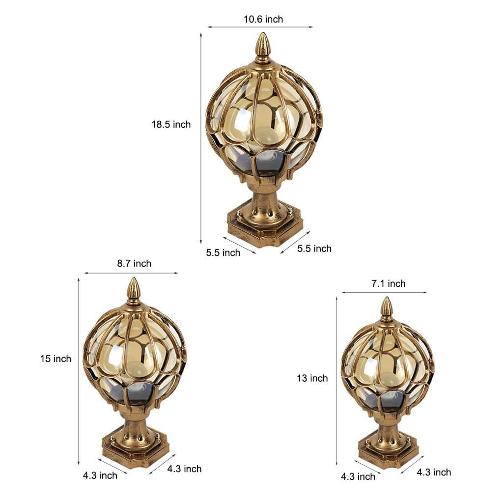 Outdoor Globe Pillar Lights Retro Glass Globe – Waterproof Black & Bronze Fence Post Cap Light