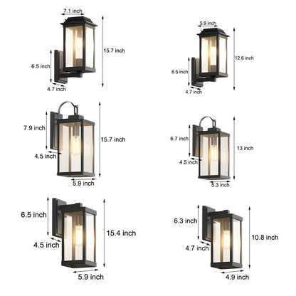 Waterproof Square Metal Outdoor Wall Sconces American-Style Minimalist
