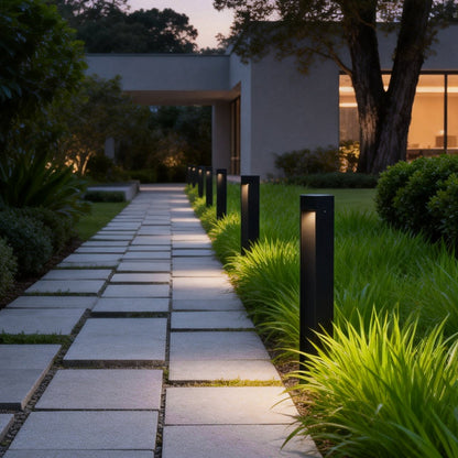 Bollard LED Lights Modern Black Outdoor Lawn Light