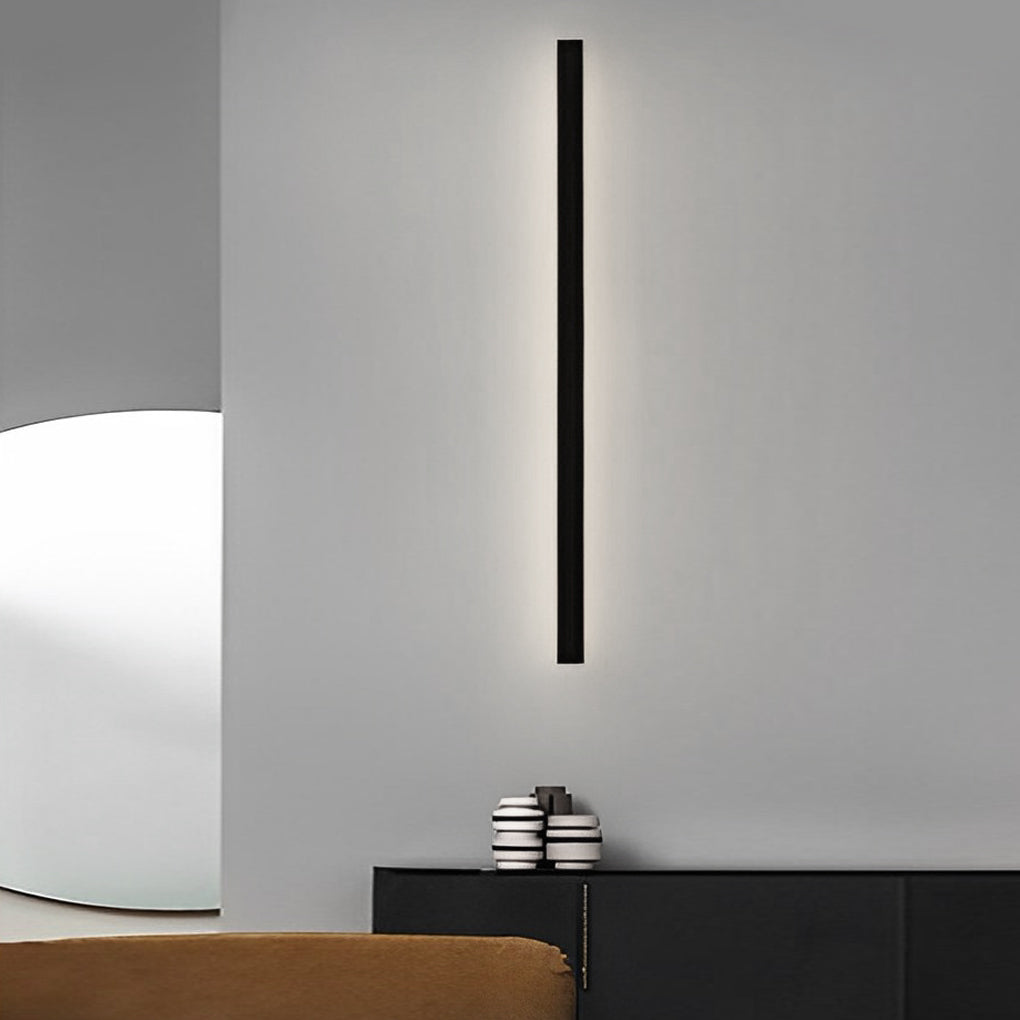 Outdoor Linear Wall Light Waterproof Black Modern Solar Ligh