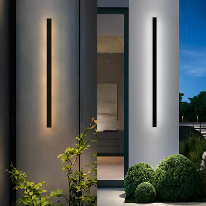 Outdoor Linear Wall Light Waterproof Black Modern Solar Ligh